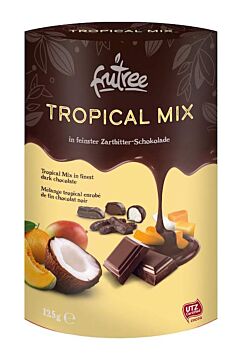 Tropické ovocie v horkej čokoláde čerstvo vyrobené a balené priamo z baliarne Frutree
